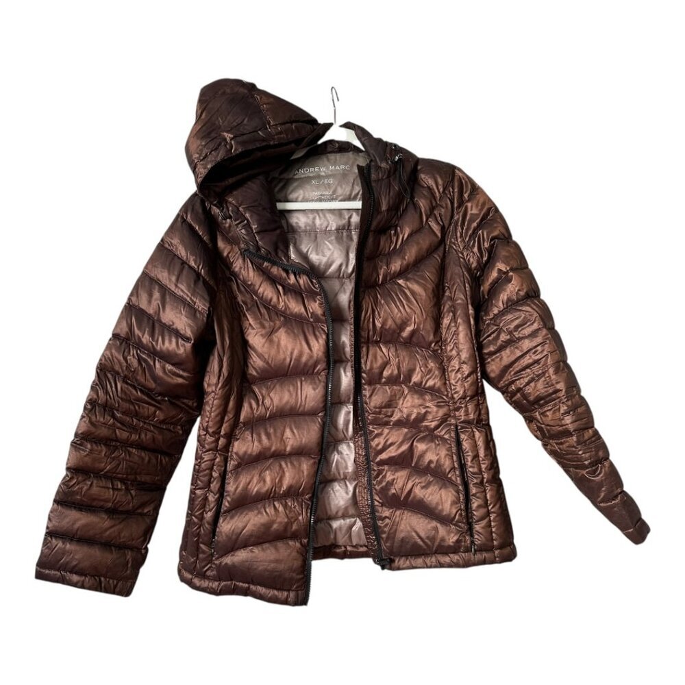 Andrew Marc Women’s Hooded Lightweight Packable Down Puffer Jacket sz XL